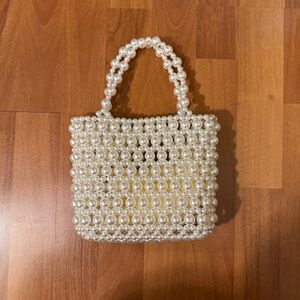 Pearl Beaded Handbag with Removable Cross Body Strap